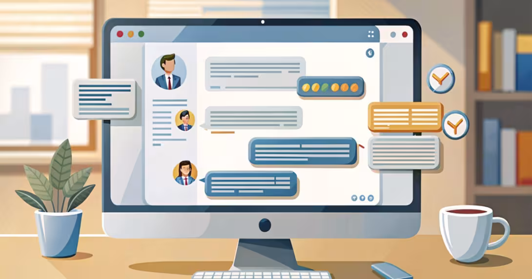 Schermo del computer con interfaccia di chat AI che mostra risposte e fonti strutturate